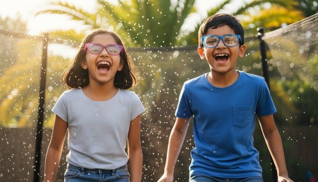 Happy child wearing durable and fun kids eyewear