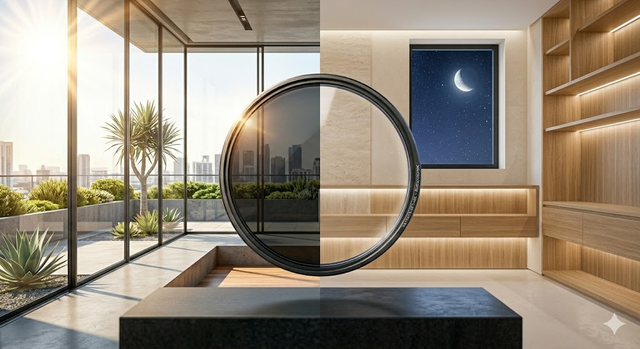 Photochromic lenses changing from clear to dark