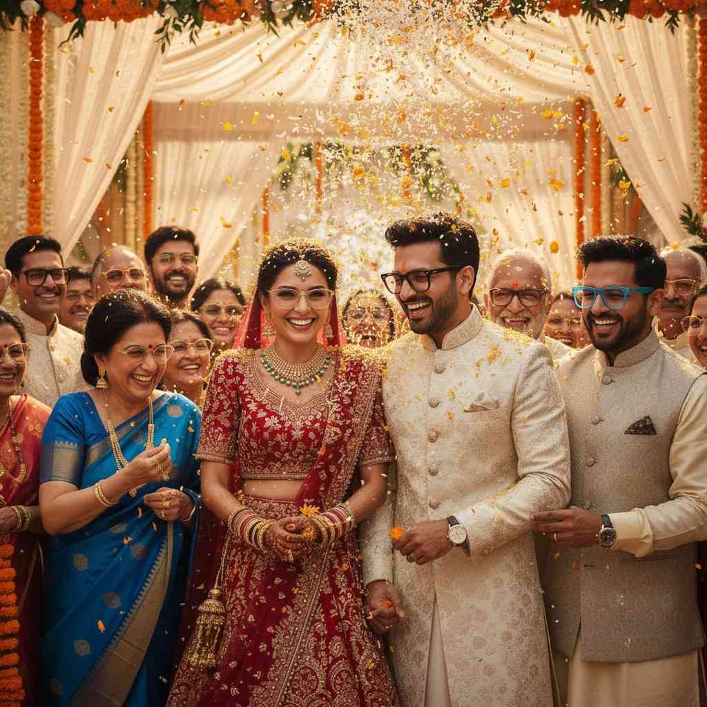 Man in a suit wearing elegant glasses for a wedding